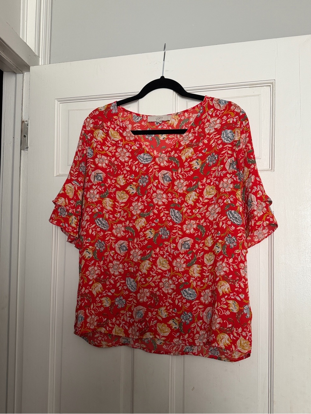 LOFT Bright Red Floral Women’s Blouse